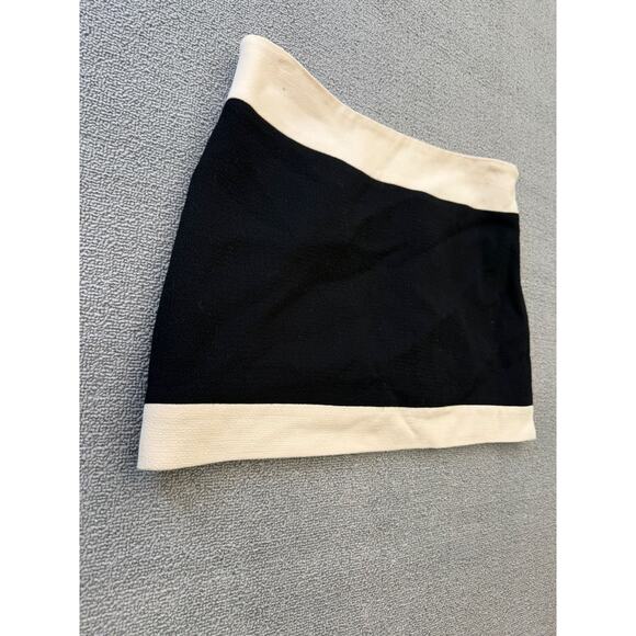 MILLY Women's 8 Black‎ Mini Skirt Ivory Colorblock Trim - Picture 8 of 8